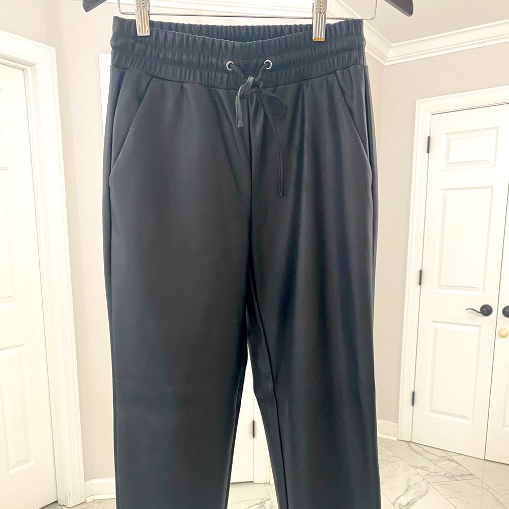 Loft size XS faux leather black joggers
